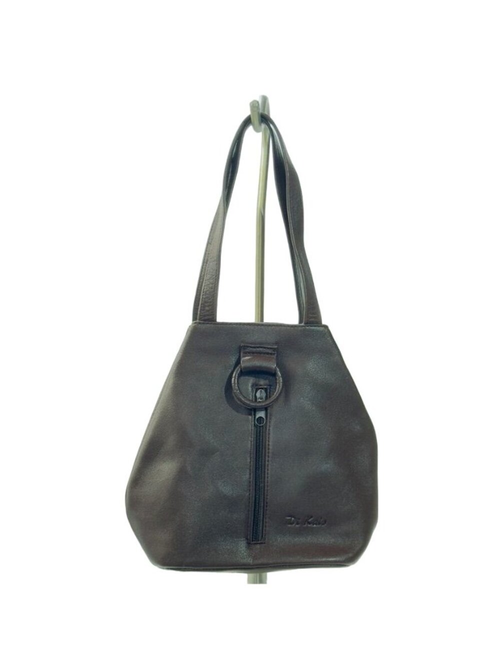 DI KALO Handbag Leather Brown Fashion Arm Purse Button Closure